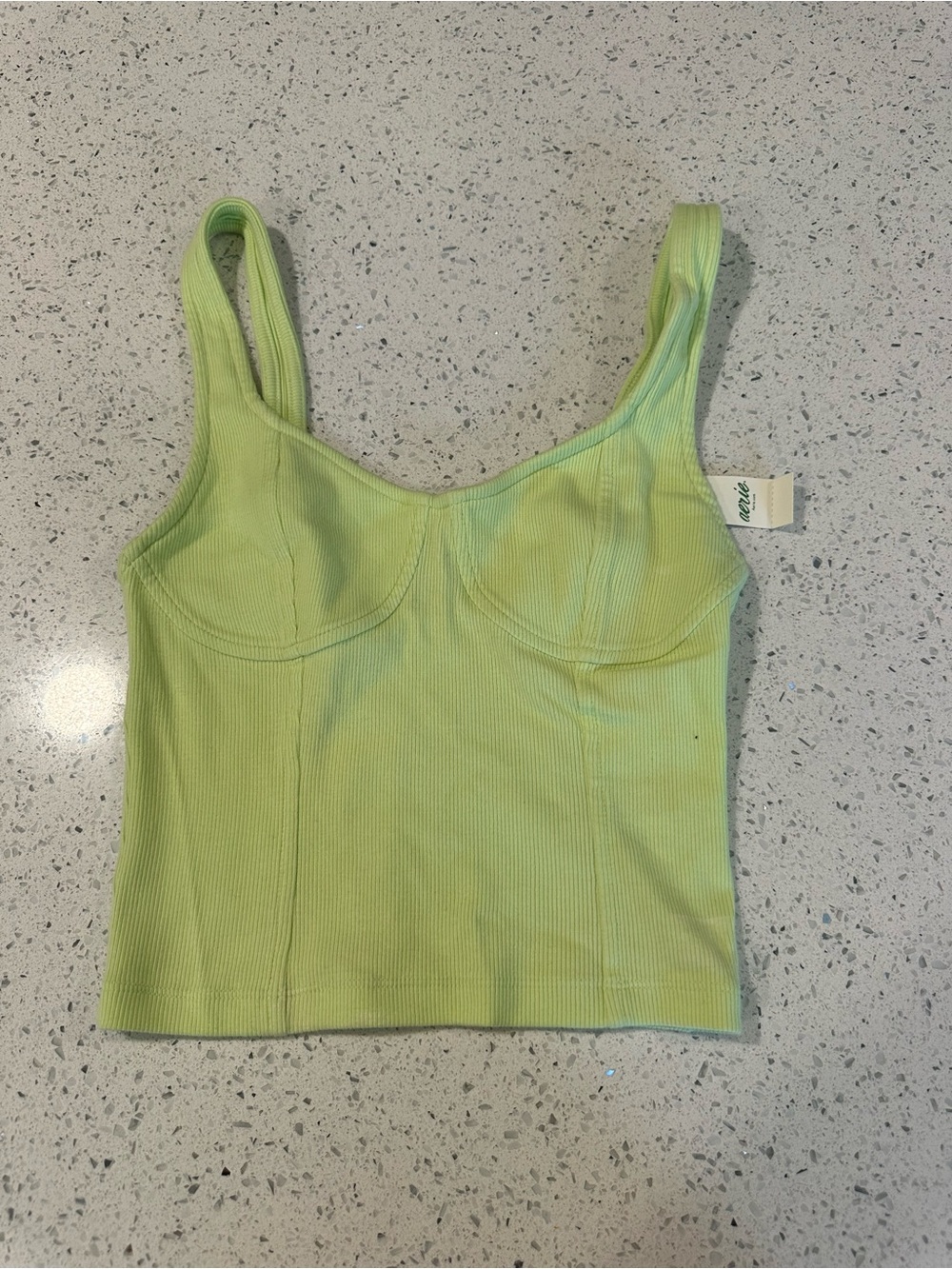 aerie Lime Green Ribbed Bustier Camisole